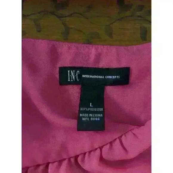 INC Women’s Magenta Pink Blouse size L Bell Sleeves - Picture 4 of 4